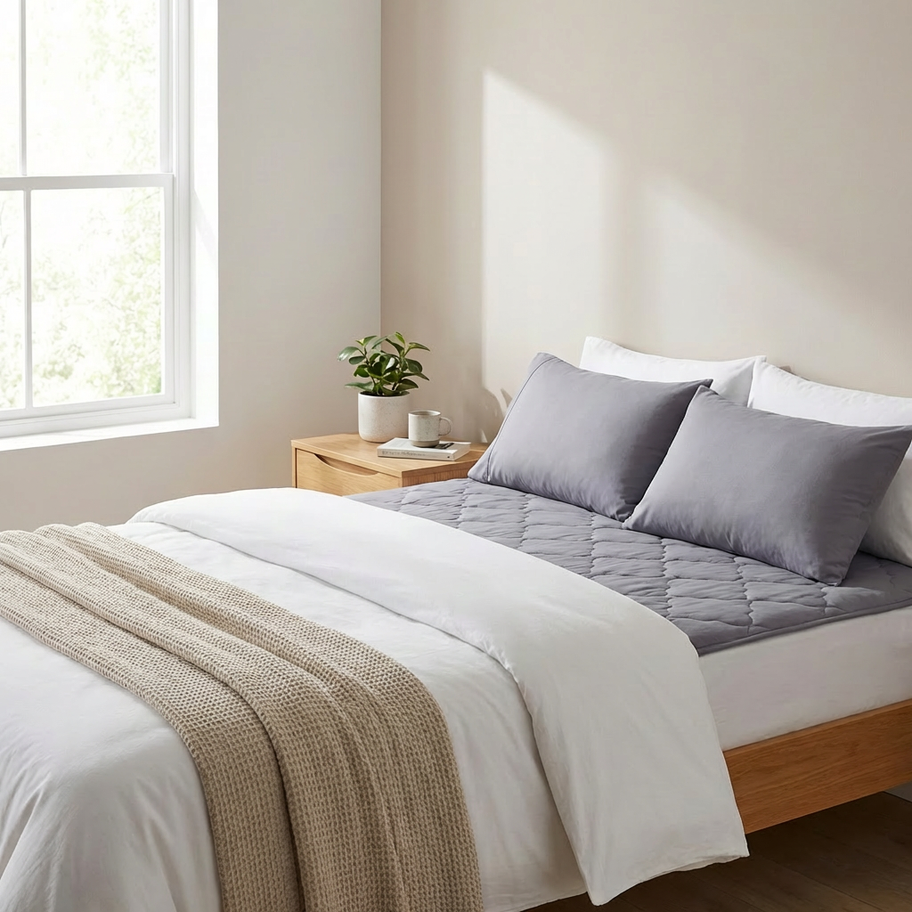 Get Grounded's earthing mattress topper on bed improving sleep naturally